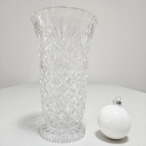 Handcut Vintage Polish Crystal Vase 24%‎ Lead By Crystal Clear Flame Pattern 10"